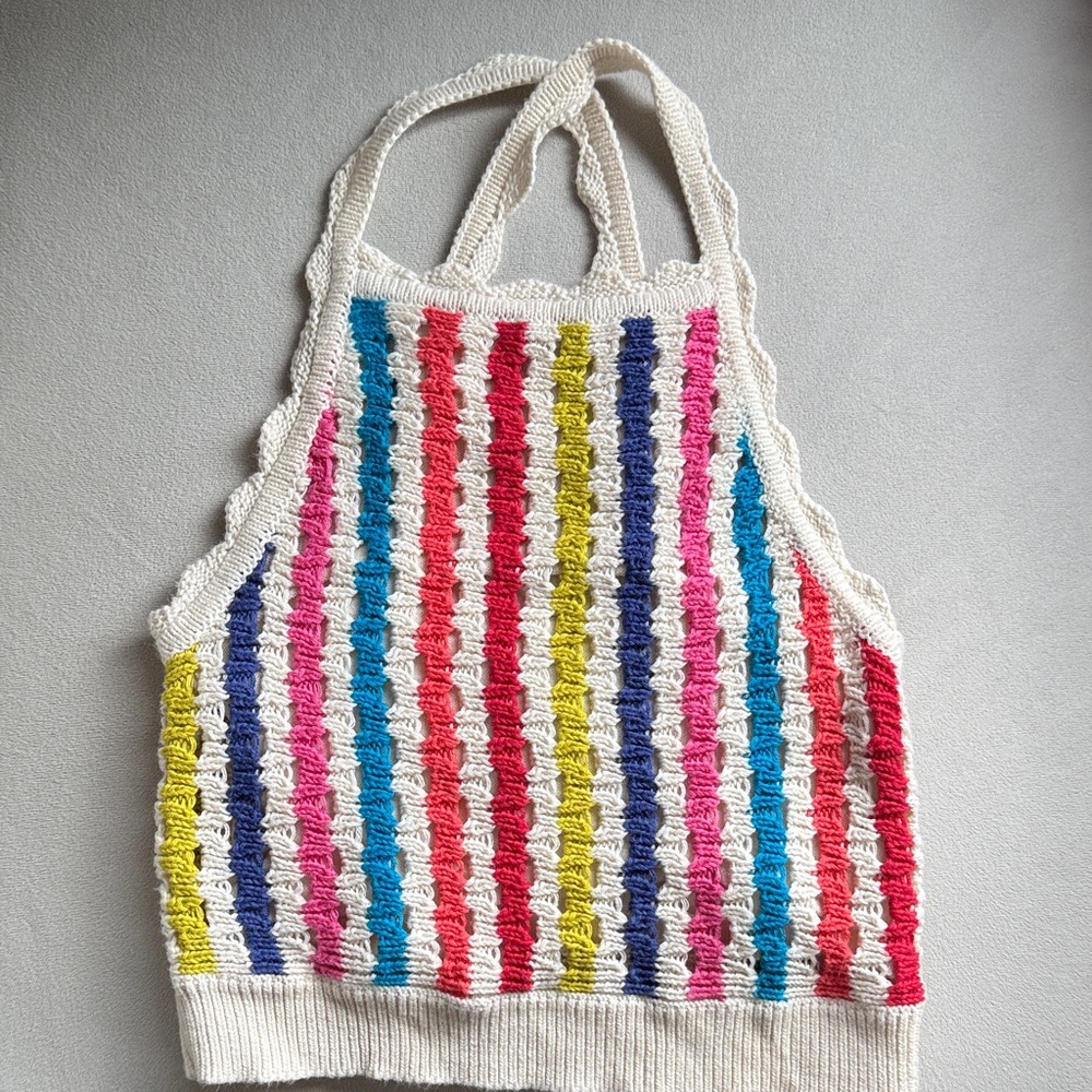 Colorful Striped Knit Halter Top